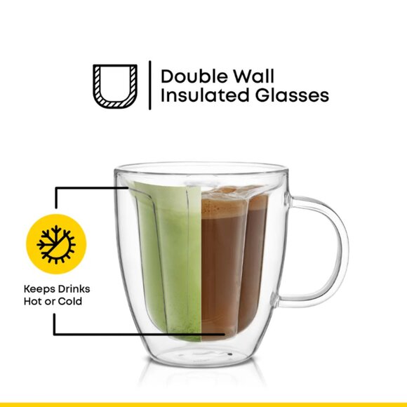 JoyJolt Disney Mickey Mouse 3D Double Walled Glass Mugs (set of 2) - Picture 2 of 3